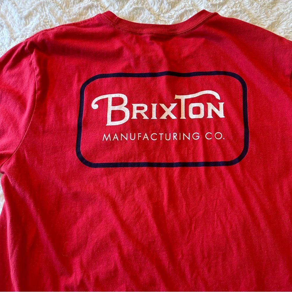 Brixton Manufacturing Company Red Crewneck Short Sleeve T-Shirt Size Medium